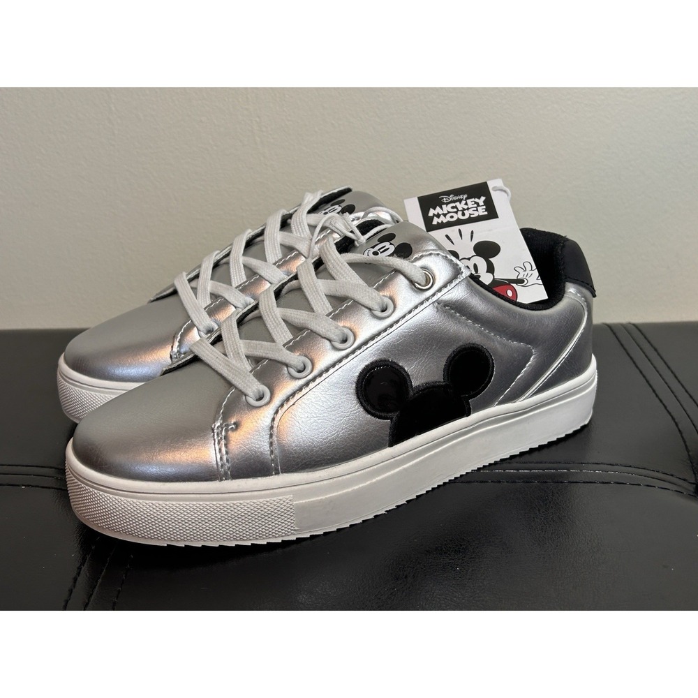 Disney Mickey Mouse Silver Sneakers Shoes Children's Size 2 Aldi 2024 New